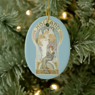 Vintage Art Nouveau, Holland Levensverzekering Ceramic Tree Decoration