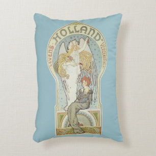 Vintage Art Nouveau, Holland Levensverzekering Decorative Cushion