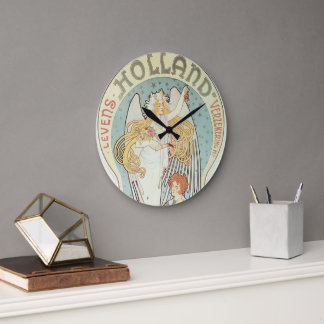 Vintage Art Nouveau, Holland Levensverzekering Large Clock