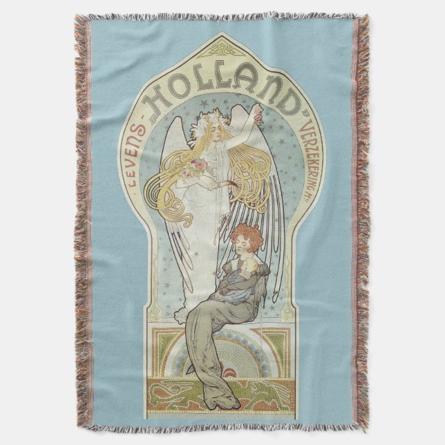 Vintage Art Nouveau, Holland Levensverzekering Throw Blanket (Front Vertical)