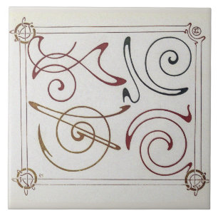 Vintage Art Nouveau Illustration by Alphonse Mucha Tile