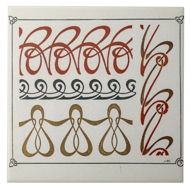 Vintage Art Nouveau Illustration by Alphonse Mucha Tile (Front)