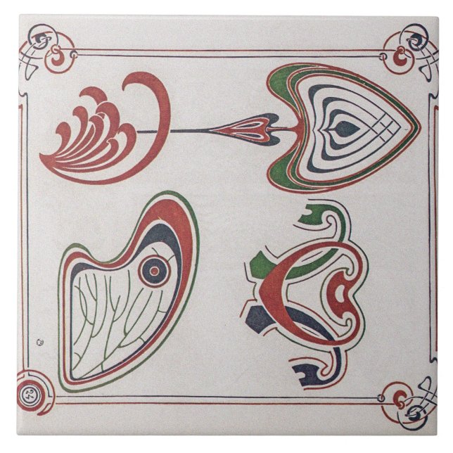 Vintage Art Nouveau Illustration by Alphonse Mucha Tile (Front)