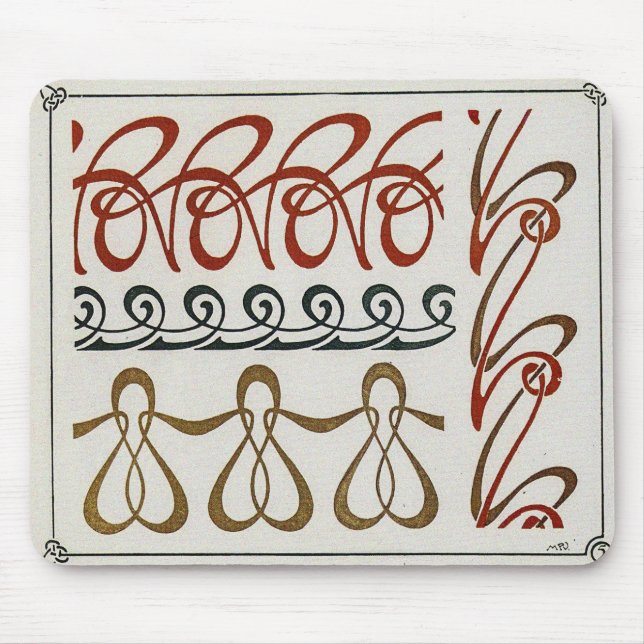 Vintage Art Nouveau Illustration by Mucha Mouse Pad (Front)