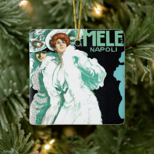 Vintage Art Nouveau, Italian Fashion, Fancy Women Ceramic Ornament