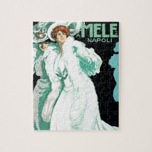 Vintage Art Nouveau, Italian Fashion, Fancy Women Jigsaw Puzzle