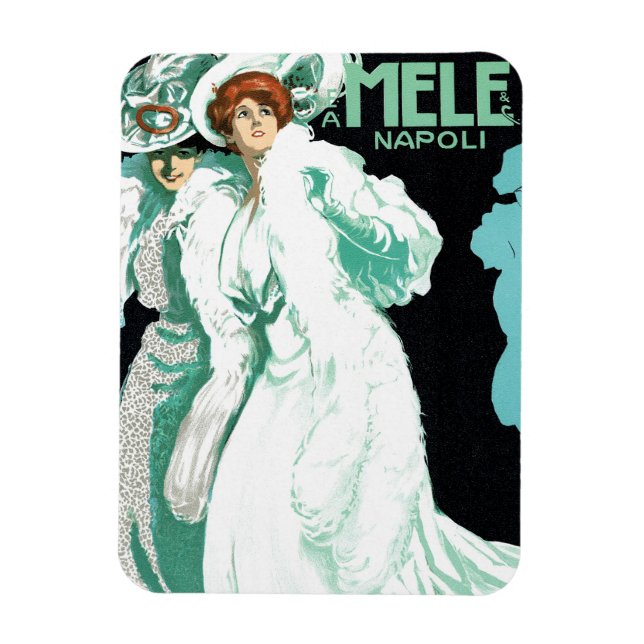 Vintage Art Nouveau, Italian Fashion, Fancy Women Magnet (Vertical)