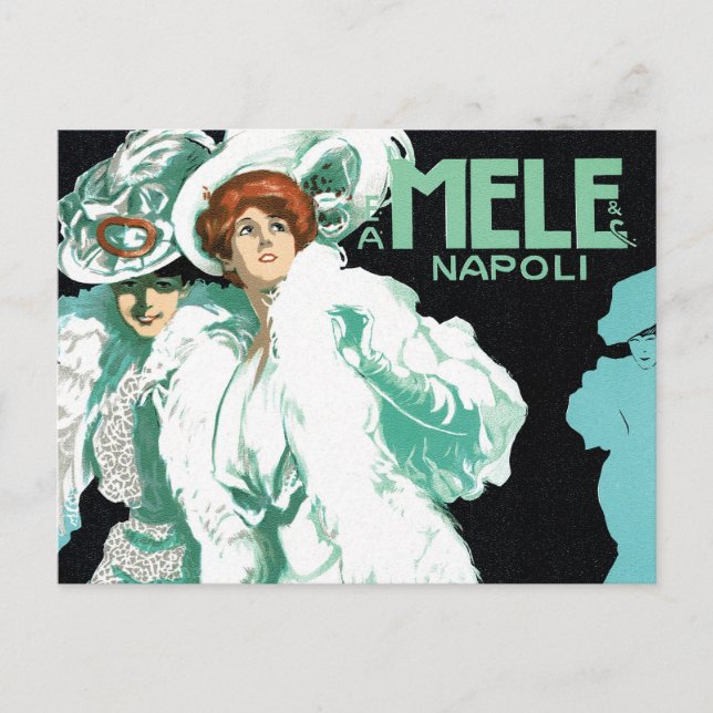 Vintage Art Nouveau, Italian Fashion, Fancy Women Postcard (Front)