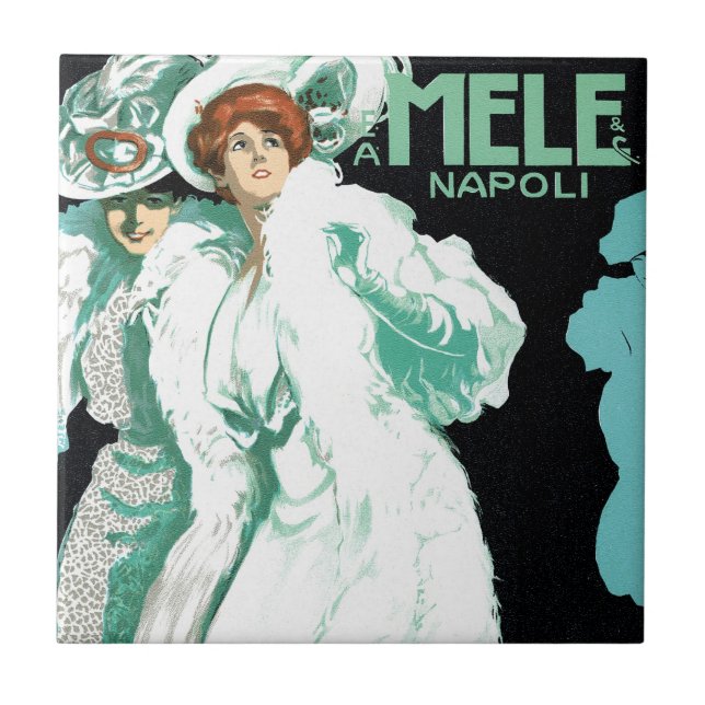 Vintage Art Nouveau, Italian Fashion, Fancy Women Tile (Front)