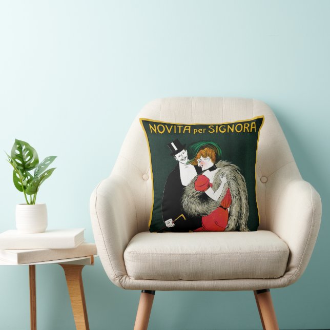 Vintage Art Nouveau, Italian Fashion Love Romance Cushion (Chair)