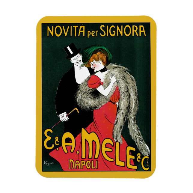 Vintage Art Nouveau, Italian Fashion Love Romance Magnet (Vertical)