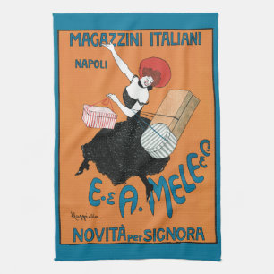 Vintage Art Nouveau, Italian Women Fashion Tea Towel