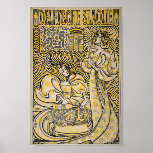 Vintage Art Nouveau Jugend Delftsche Slaolie 1894 Poster