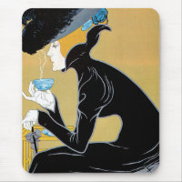 Vintage Art Nouveau, Lady Drinking Marco Polo Tea