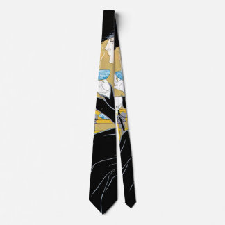 Vintage Art Nouveau, Lady Drinking Marco Polo Tea Tie
