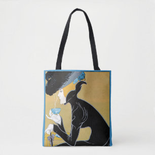 Vintage Art Nouveau, Lady Drinking Marco Polo Tea Tote Bag
