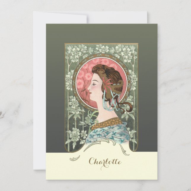 Vintage Art Nouveau Lady | Personalised Card (Front)