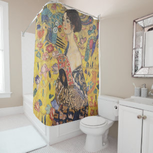 Vintage Art Nouveau Lady with Fan Painting Shower Curtain