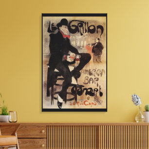 Vintage Art Nouveau Le Grillon, Man Drinking Beer Canvas Print