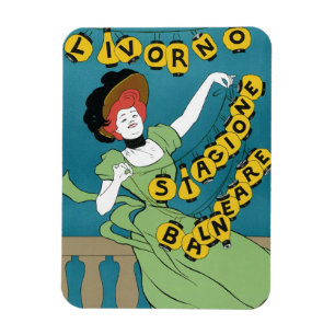 Vintage Art Nouveau, Livorno Senorita Dancing Magnet