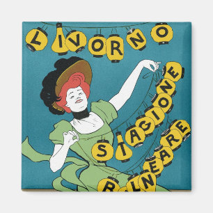 Vintage Art Nouveau, Livorno Senorita Dancing Magnet