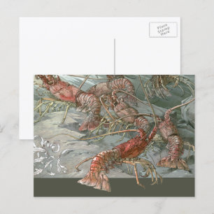 Vintage Art Nouveau, Lobsters in the Ocean Postcard