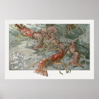 Vintage Art Nouveau, Lobsters in the Ocean