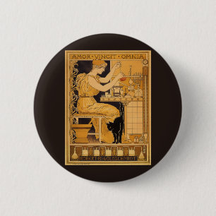 Vintage Art Nouveau, Love Conquers All Scientist 6 Cm Round Badge