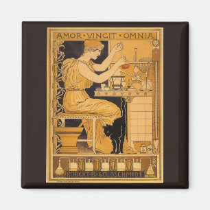 Vintage Art Nouveau, Love Conquers All Scientist Magnet