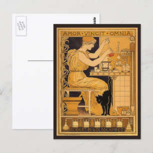 Vintage Art Nouveau, Love Conquers All Scientist Postcard