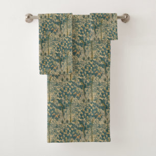 Vintage Art Nouveau Macaw Pattern by Walter Crane Bath Towel Set