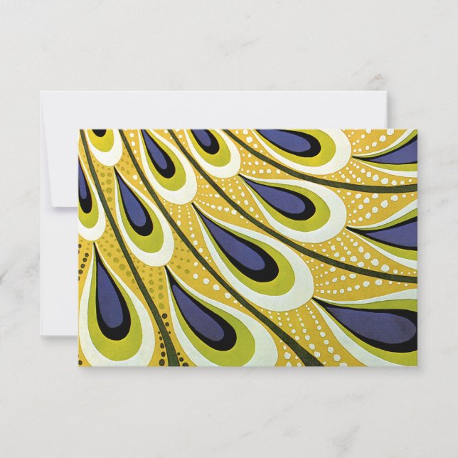 Vintage Art Nouveau, Macmillan's Peacock Feather RSVP Card (Front)