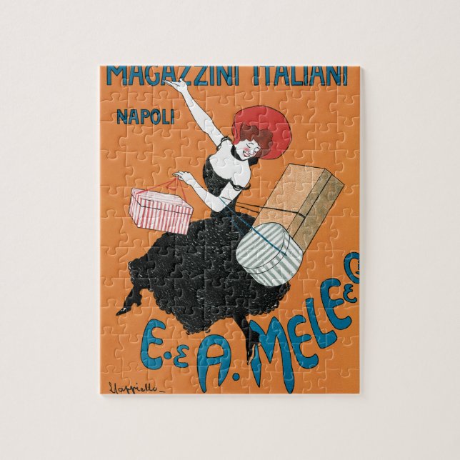 Vintage Art Nouveau Magazzini Italiani by Capiello Jigsaw Puzzle (Vertical)