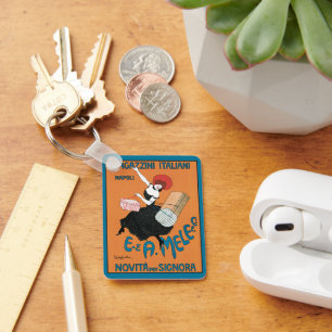 Vintage Art Nouveau Magazzini Italiani by Capiello Key Ring