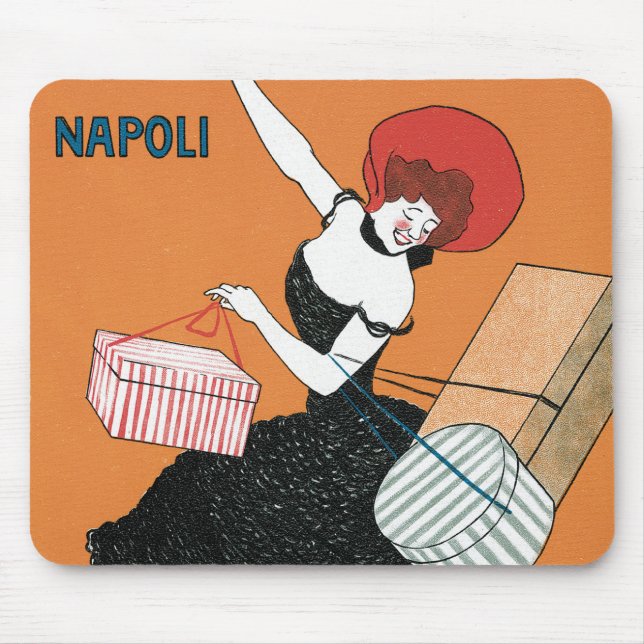 Vintage Art Nouveau Magazzini Italiani by Capiello Mouse Pad (Front)