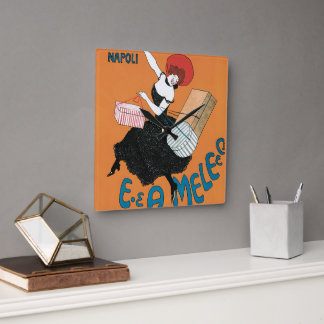 Vintage Art Nouveau Magazzini Italiani by Capiello Square Wall Clock