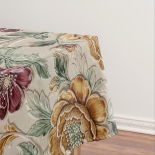 Vintage Art Nouveau Majolica Floral Craftsman Tablecloth