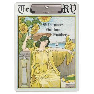 Vintage Art Nouveau Midsummer Woman Sunflowers Clipboard