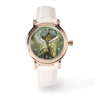 Vintage Art Nouveau Moon by Mucha Watch