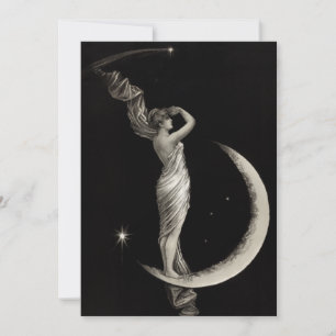 Vintage Art Nouveau Moon Girl Invitation
