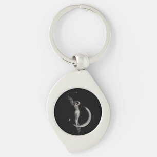 Vintage Art Nouveau Moon Girl Key Ring