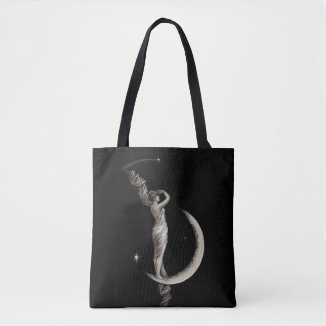 Vintage Art Nouveau Moon Girl Tote Bag (Front)