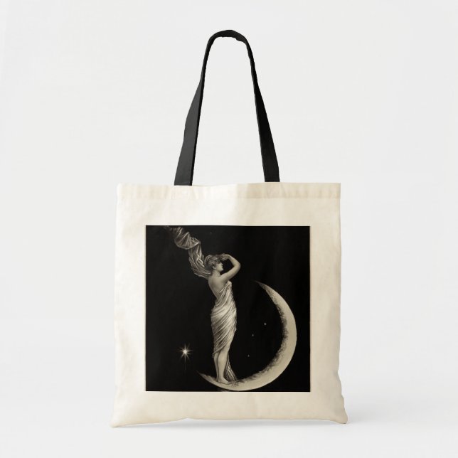 Vintage Art Nouveau Moon Girl Tote Bag (Front)
