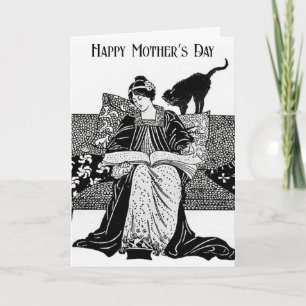 Vintage Art Nouveau Mother’s Day booklover Card