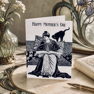 Vintage Art Nouveau Mother’s Day booklover Card