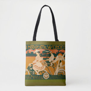 Vintage Art Nouveau Motorcycle Race poster Tote Bag