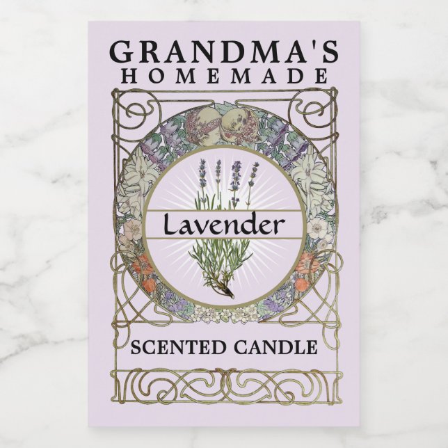 Vintage Art Nouveau Mucha Candle Label Template (Single Label)