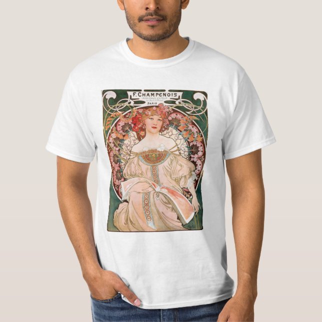 Vintage Art Nouveau Mucha Print T-Shirt (Front)
