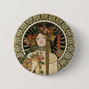Vintage Art Nouveau Mucha Trappestine Poster 6 Cm Round Badge