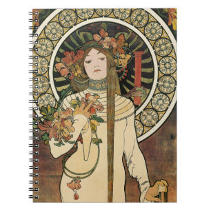 Vintage Art Nouveau Mucha Trappestine Poster Notebook